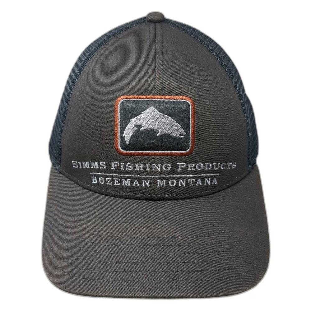 Simms Trucker Hat Gray One Size Mesh Back Snapback Bozeman Montana Fishing
